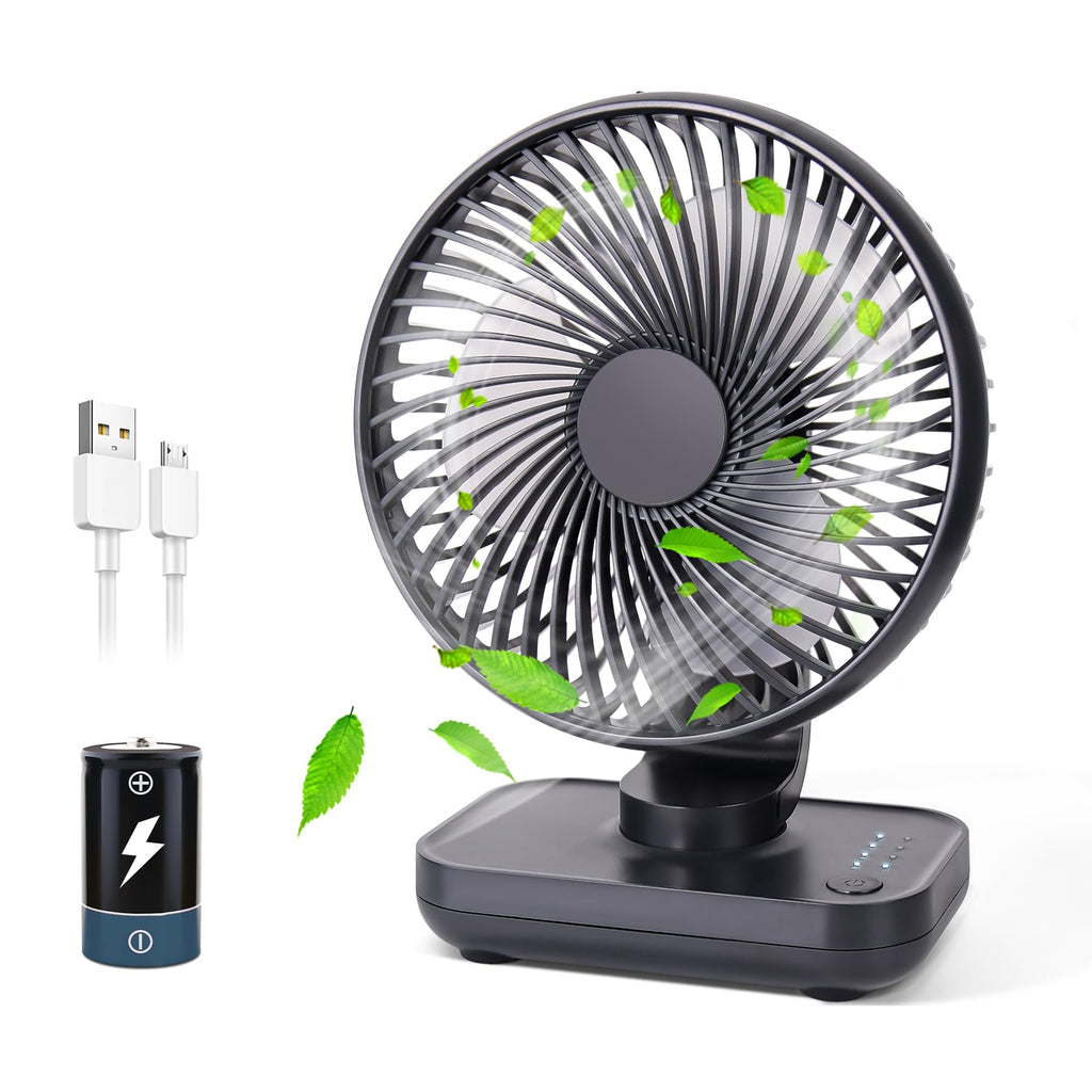 Battery Powered Fan 3600mARechargeable FanPortable Desk FanBattery Operated FanSmall fan Rechargeable Fan PortableDual Adjustable Angle Desktop Air Circulate Fan with 4 Speed for Home Office